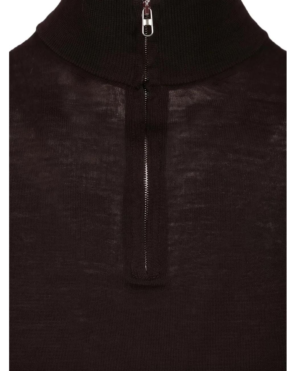 Al Duca D'aosta Black Zip-Fastening Knitted Sweater for men