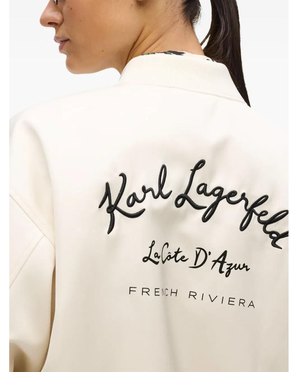 Karl Lagerfeld White Côte D'Azur Long-Sleeve Bomber Jacket