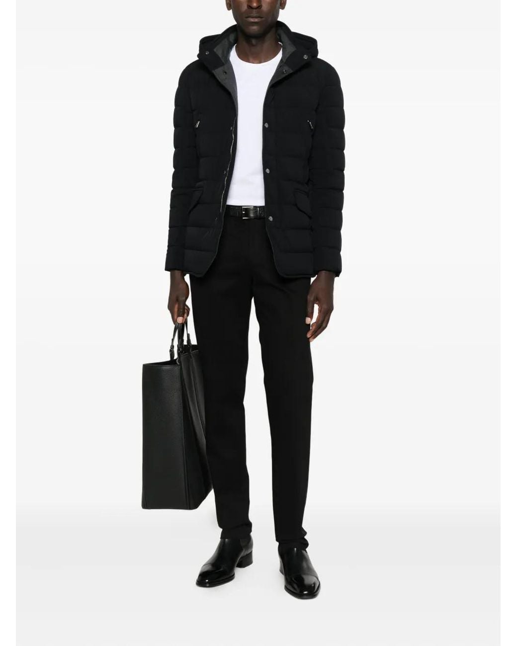 Moorer Black Buttoned Quilted Padded Jacket for men