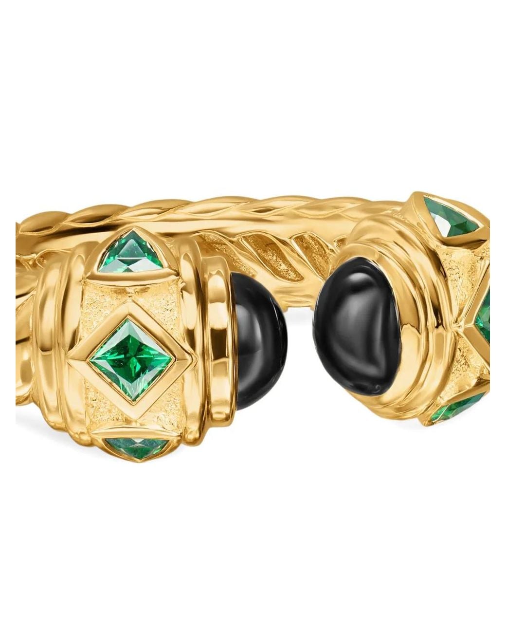 David Yurman Metallic 18K Renaissance Onyx And Tsavorite Ring