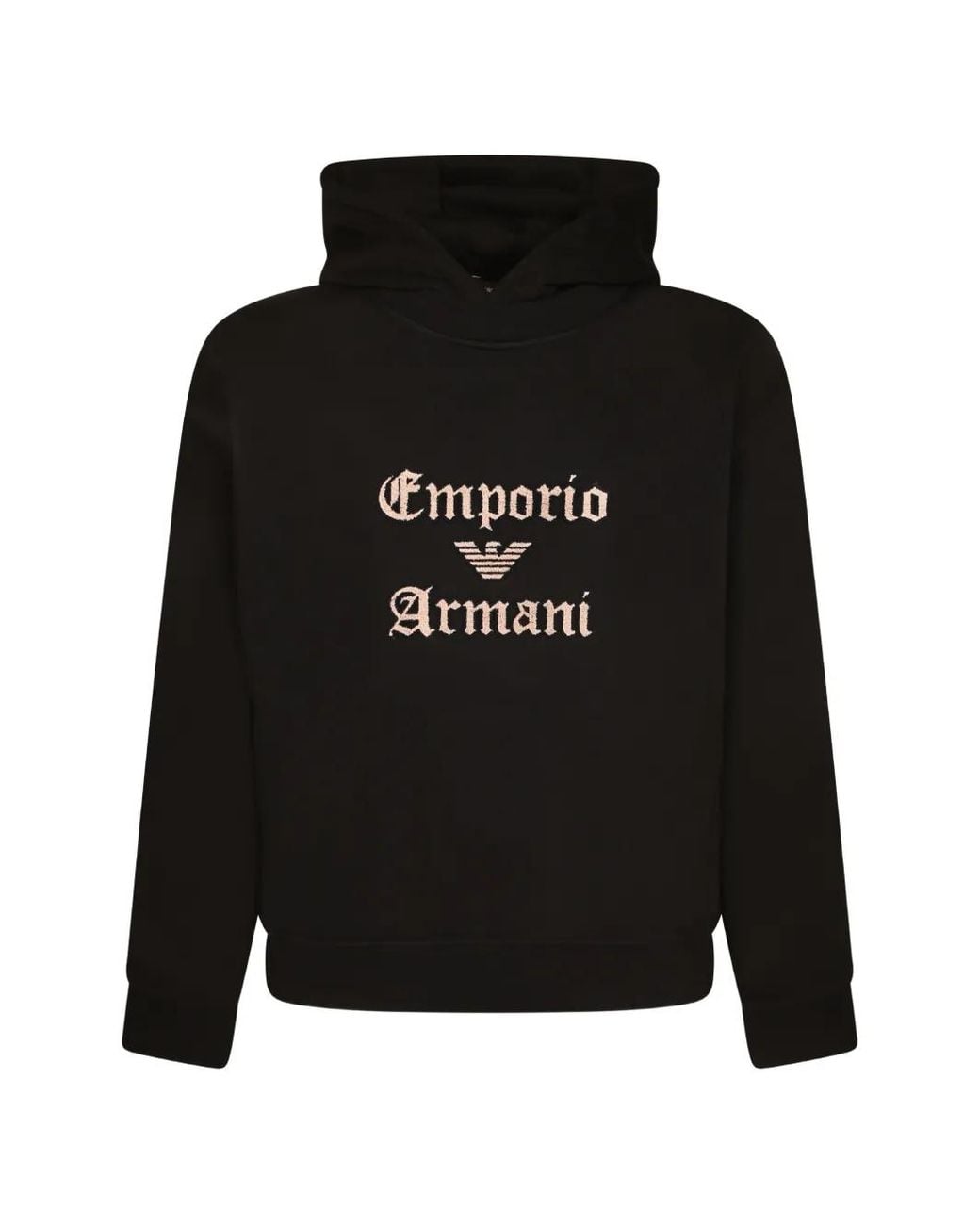 Emporio Armani Black Logo-Print Hoodie for men