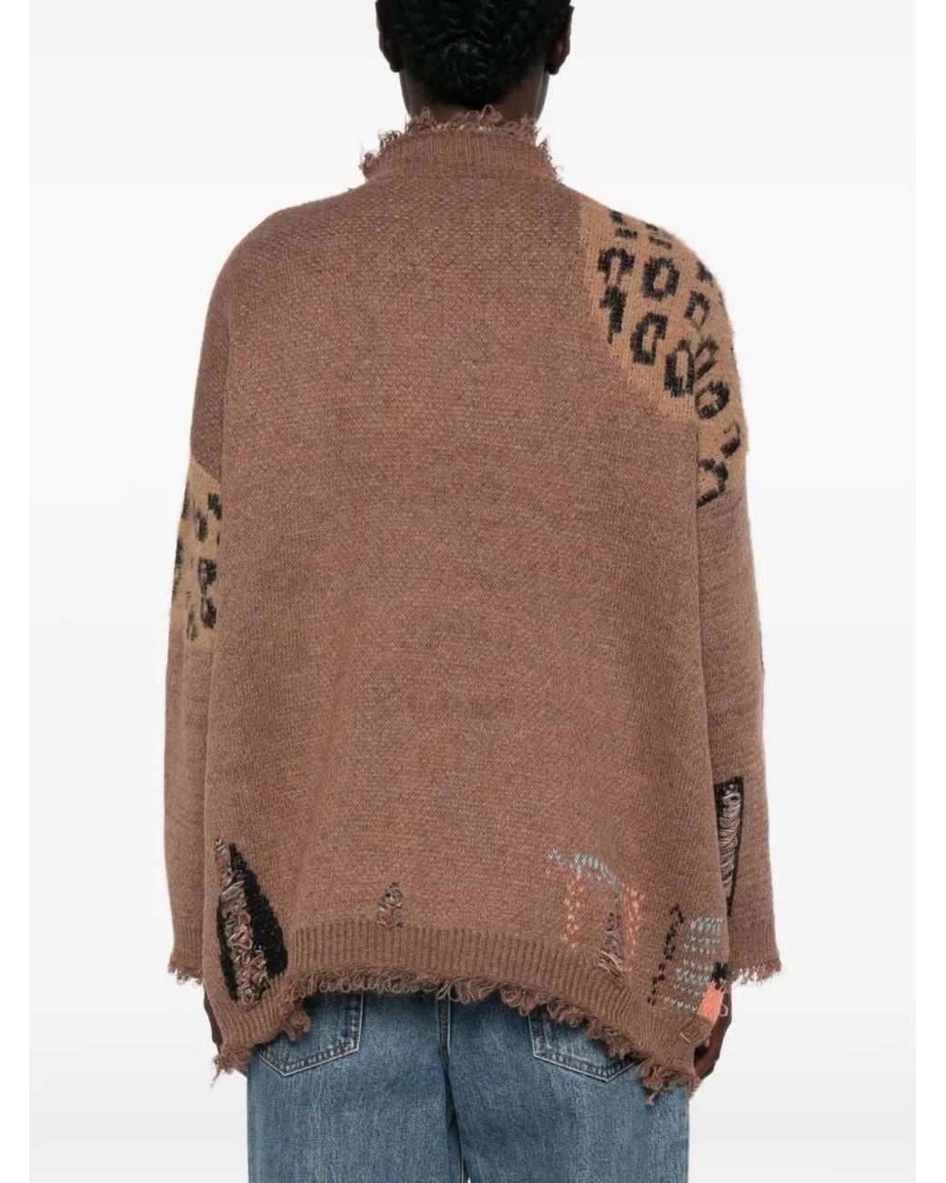 Paperlace Brown Crystal-Embellished Leopard-Pattern Cardigan