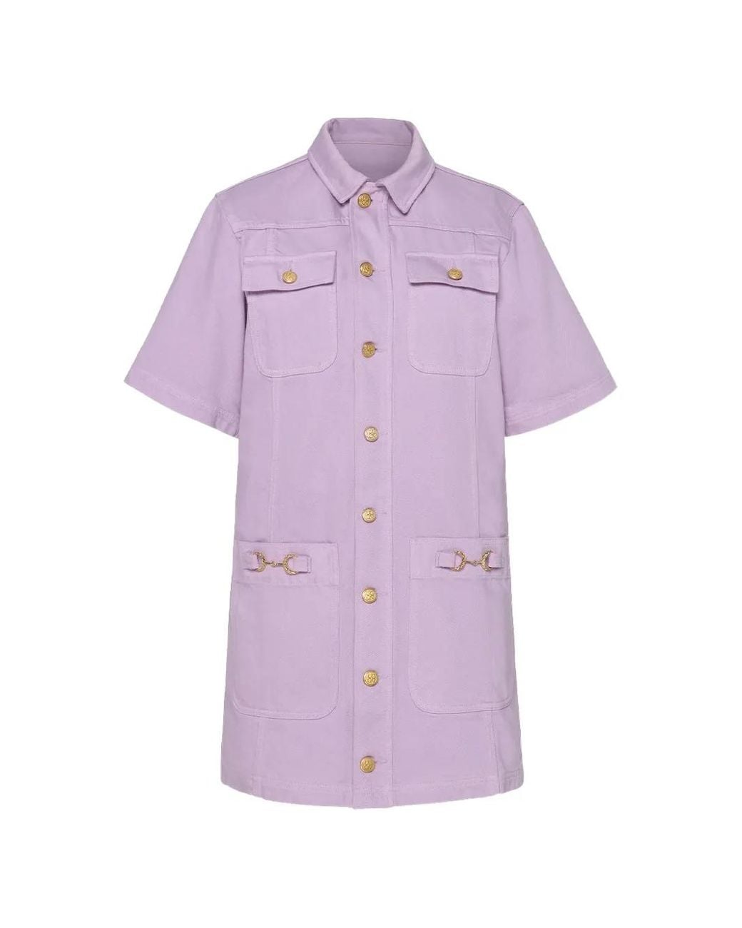 Ulla Johnson Purple The Painters Button-Up Short-Sleeve Mini Dress