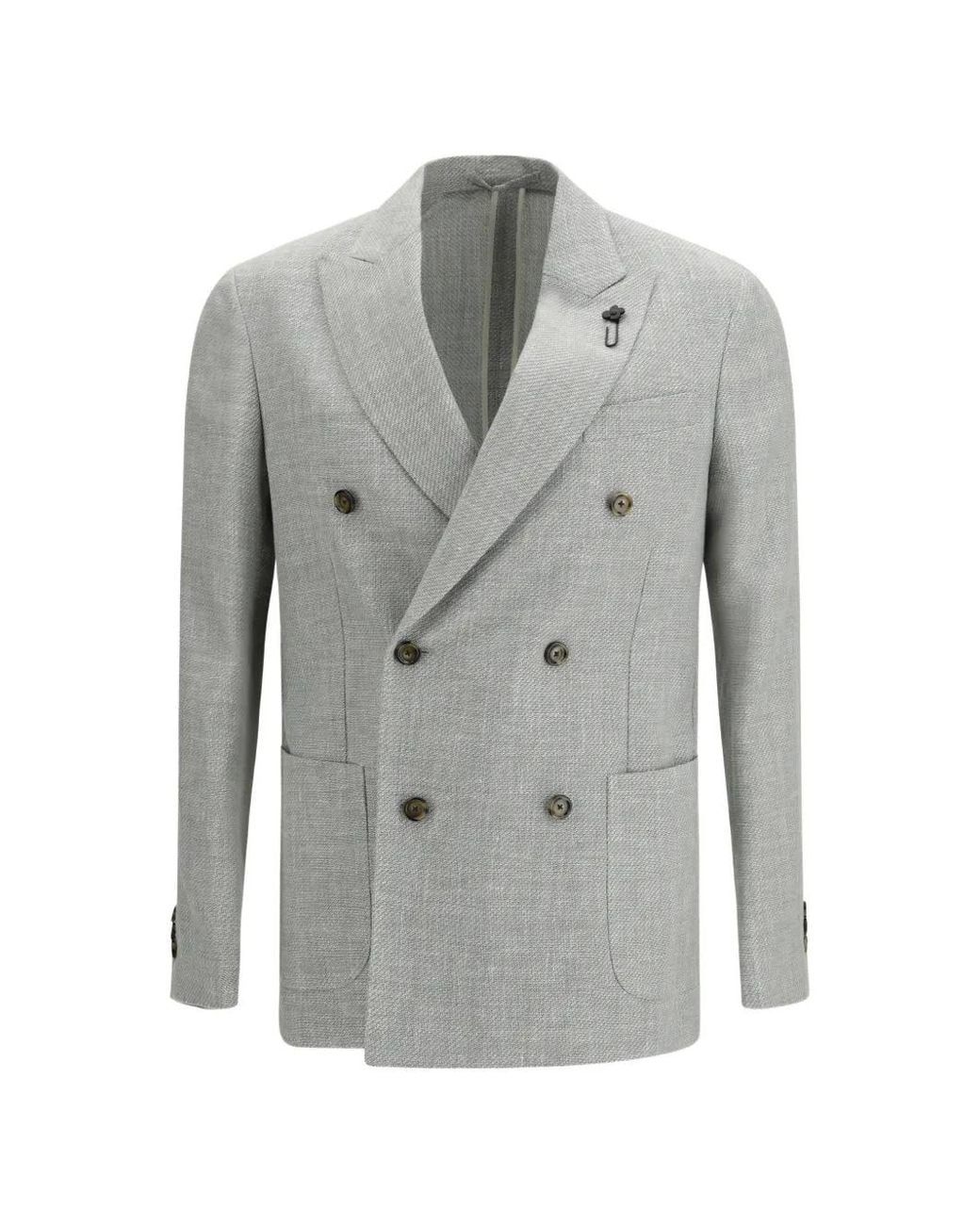 Lardini Gray Double-Breasted Blazer for men