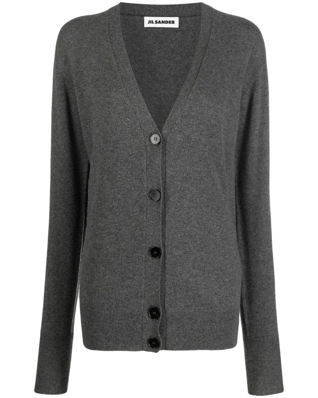 Jil Sander Gray Button-Down Cashmere Cardigan