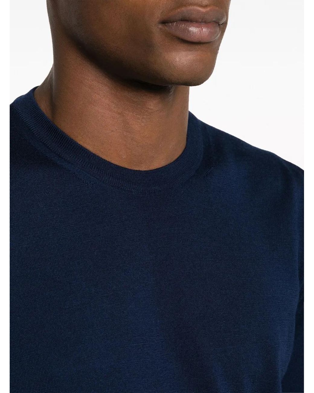 Eraldo Blue Crew-Neck Merino-Wool Jumper for men