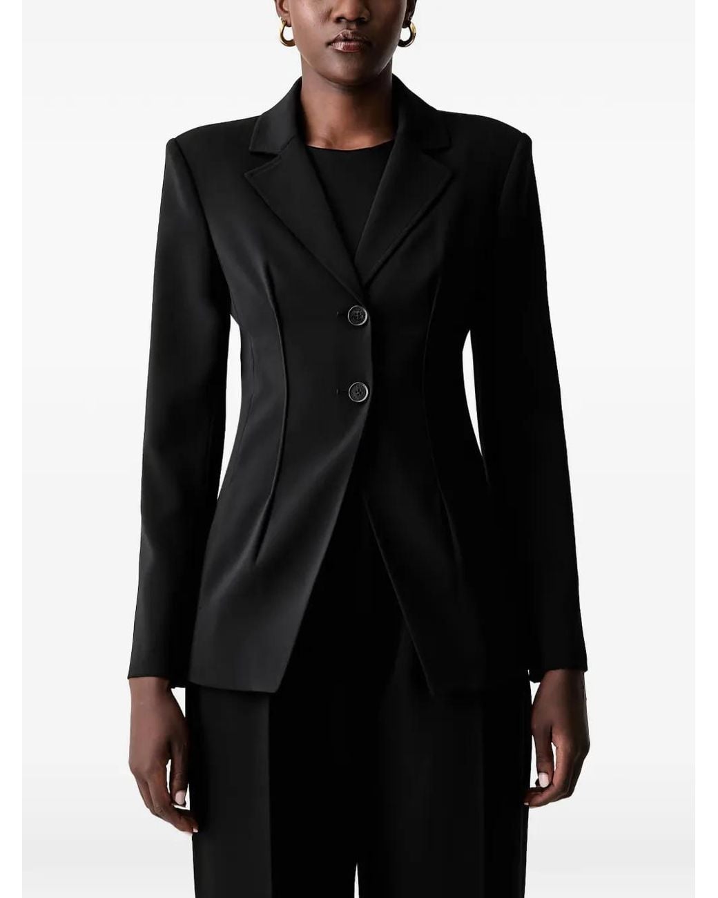 Patrizia Pepe Black Fly-Detail Button-Up Blazer