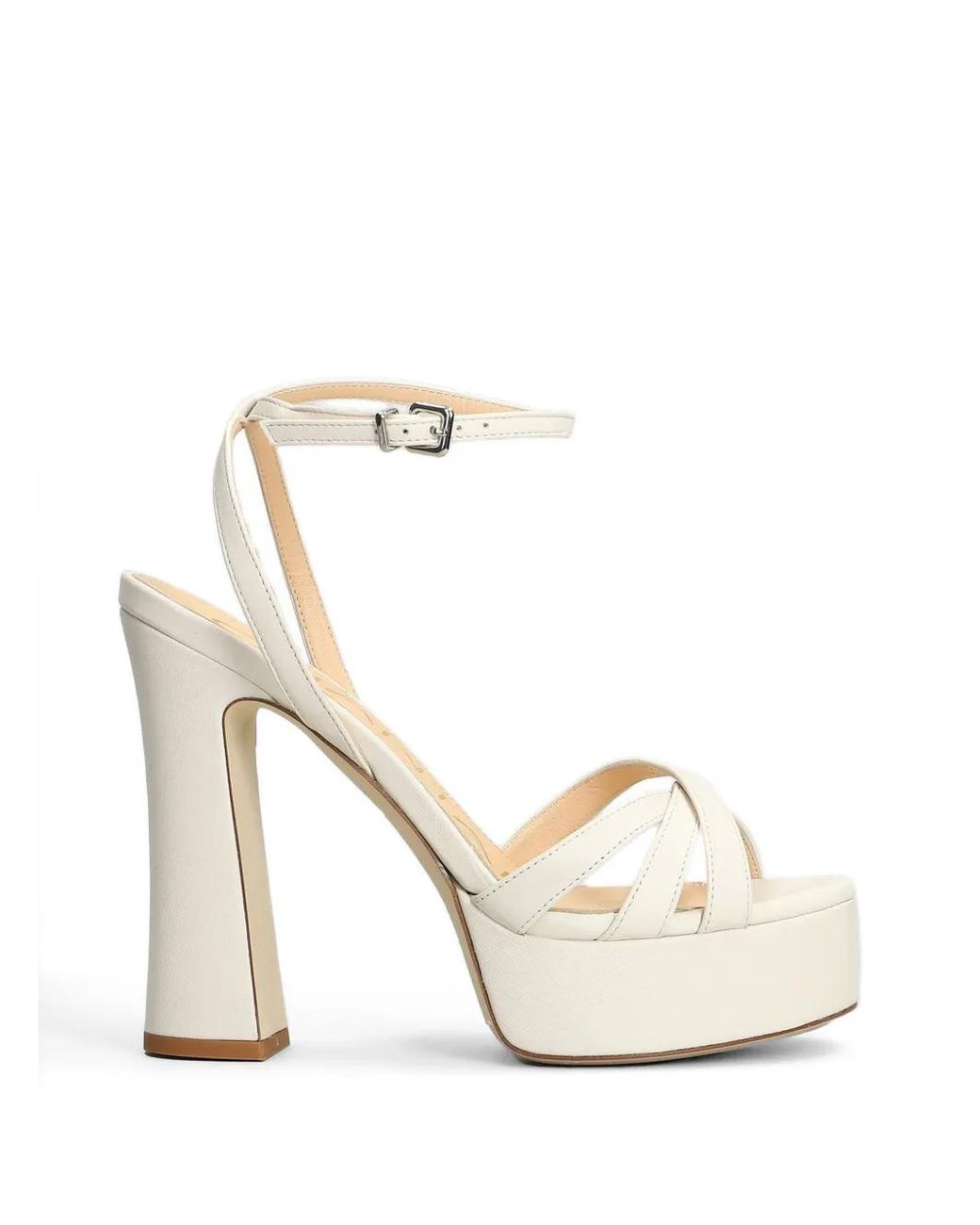Chantal White Crossover-Strap Platform Sandals