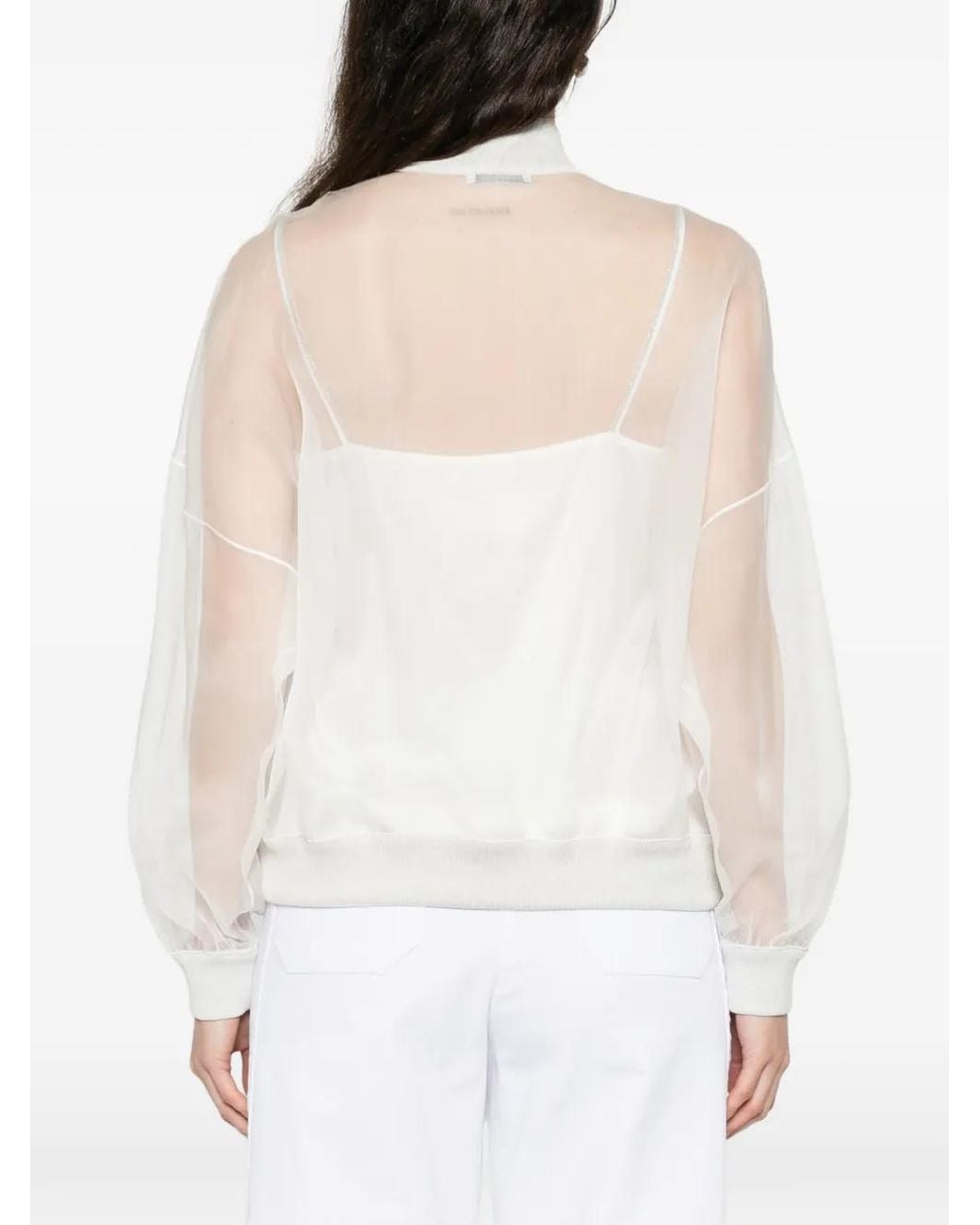 Panicale White Veste À Effet De Transparence