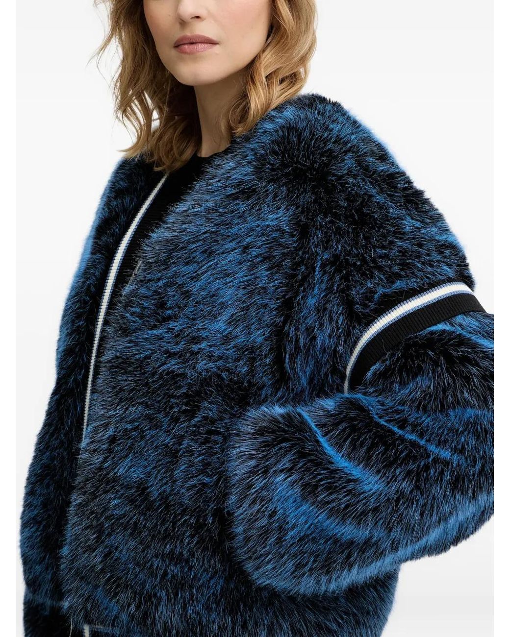Guess Blue Katia Striped-Trim Jacket