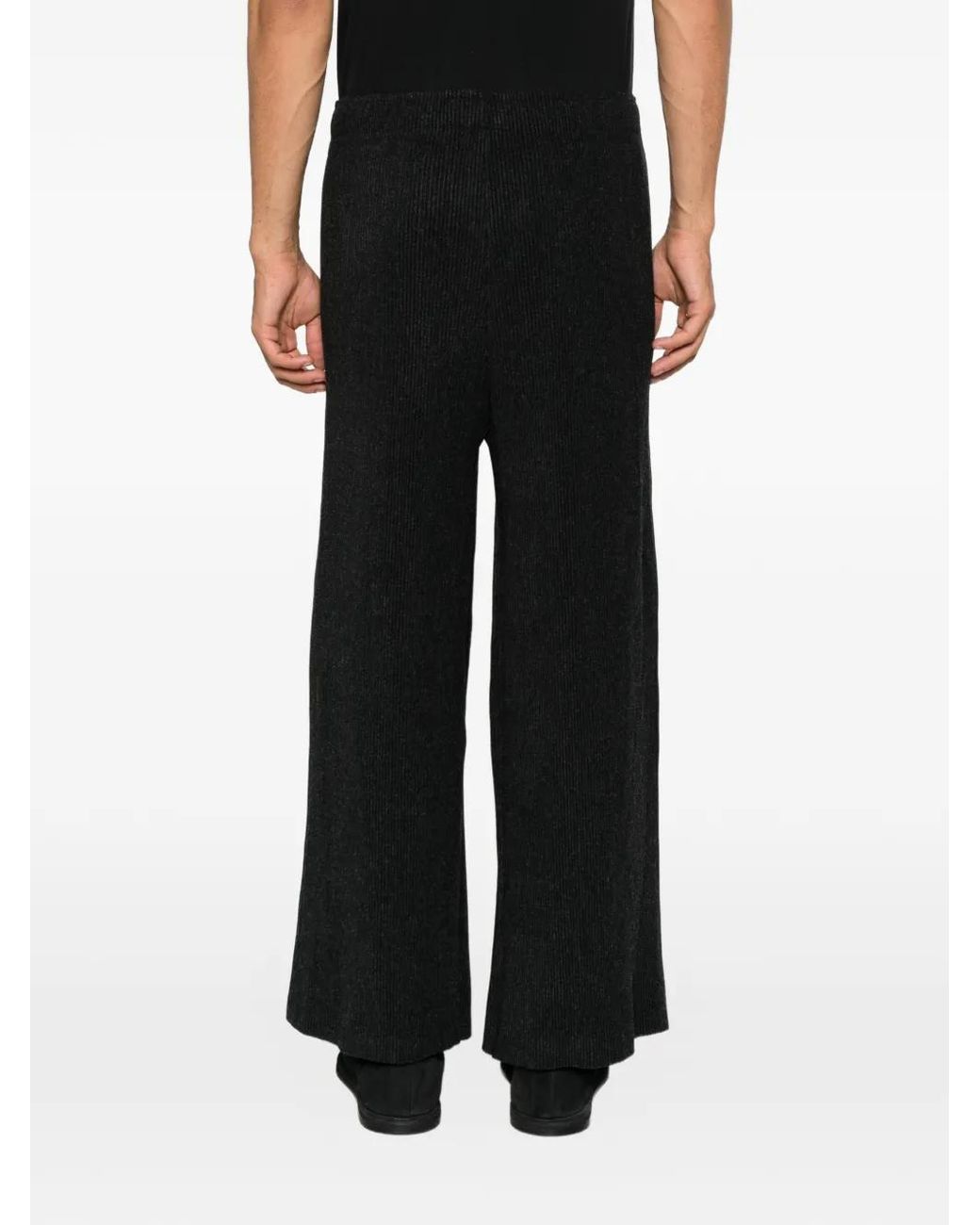 GONGDID DESIGN Black Pantalon En Maille À Design Côtelé