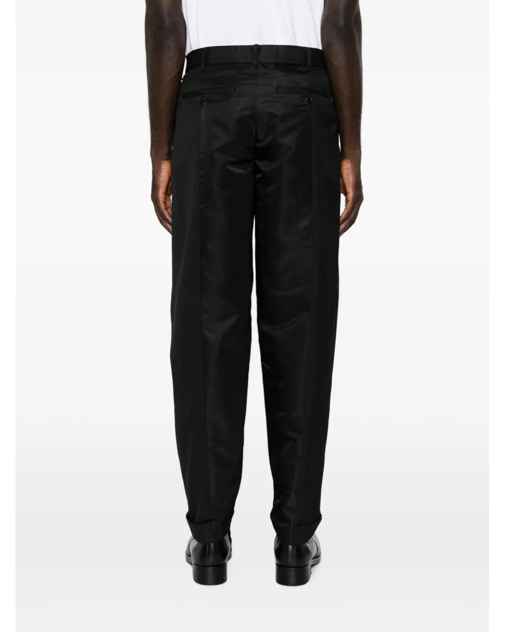 Undercover Black Satin-Panel Tailored Trousers for men