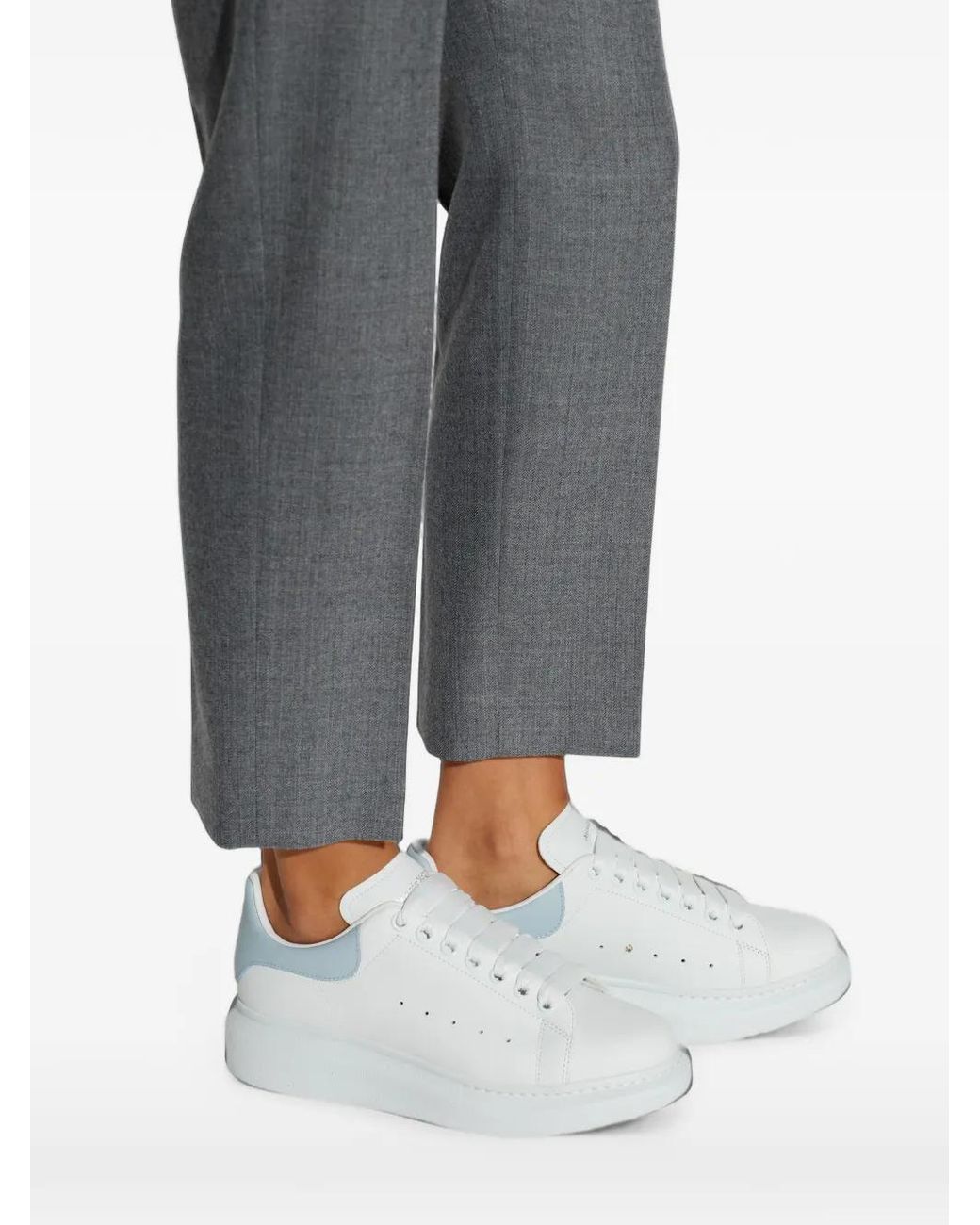 McQueen White Oversized Leather Sneakers