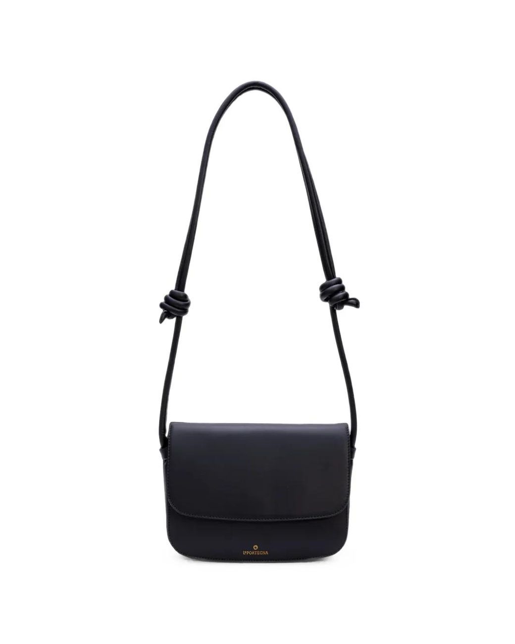 La Portegna Black Lucía Knotted Shoulder Bag