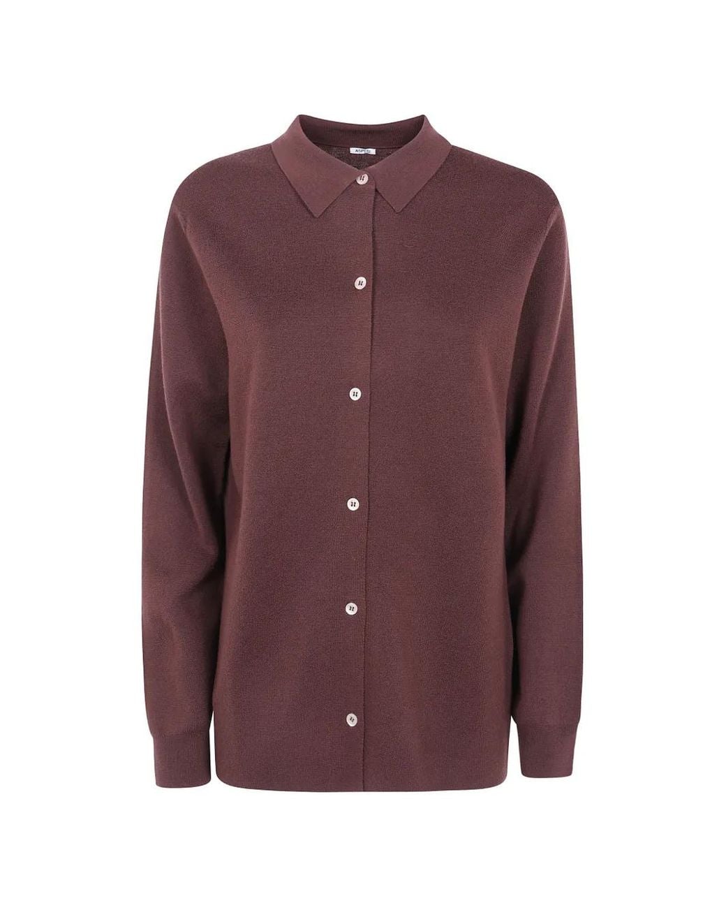 Aspesi Purple Button-Up Collared Cardigan