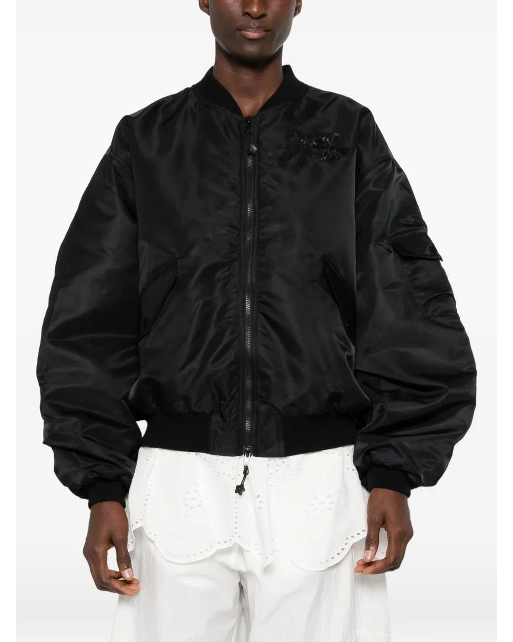 CECILIE BAHNSEN Black Bow-Detail Ruched Jacket