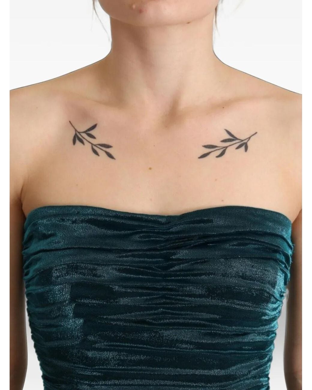 Dolce & Gabbana Blue Ruched Strapless Midi Dress