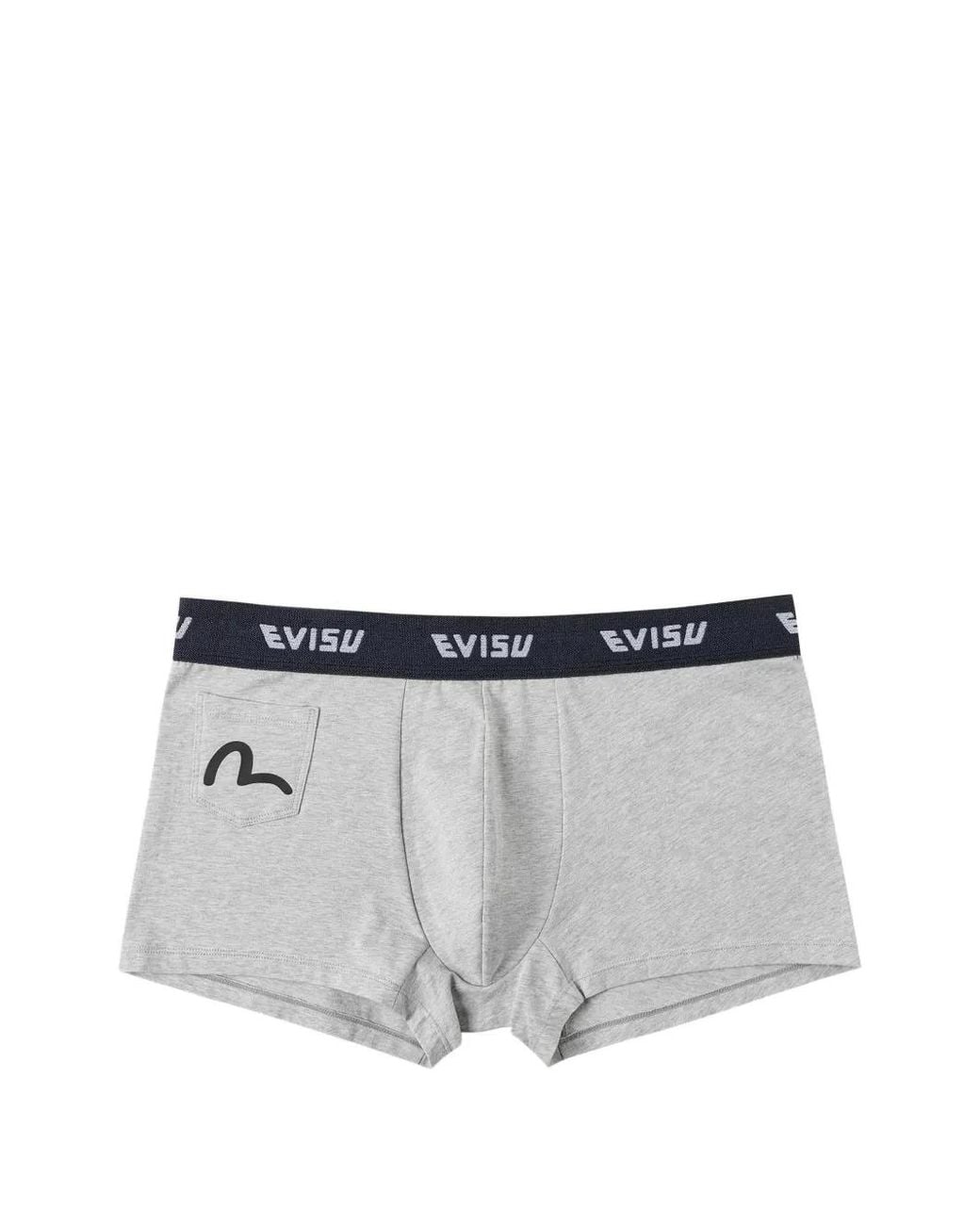 Evisu Gray Seagull-Print Logo-Waistband Boxers for men