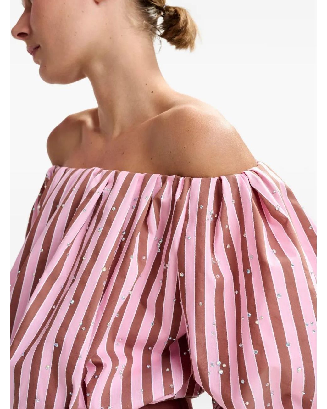 Essentiel Antwerp Red Striped Embellished Blouse