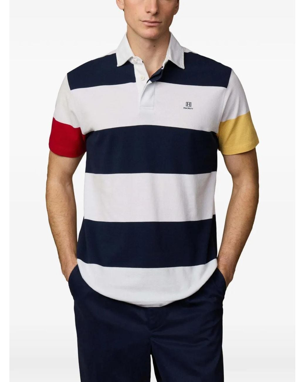 Hackett Blue Striped Rugby Polo Shirt for men
