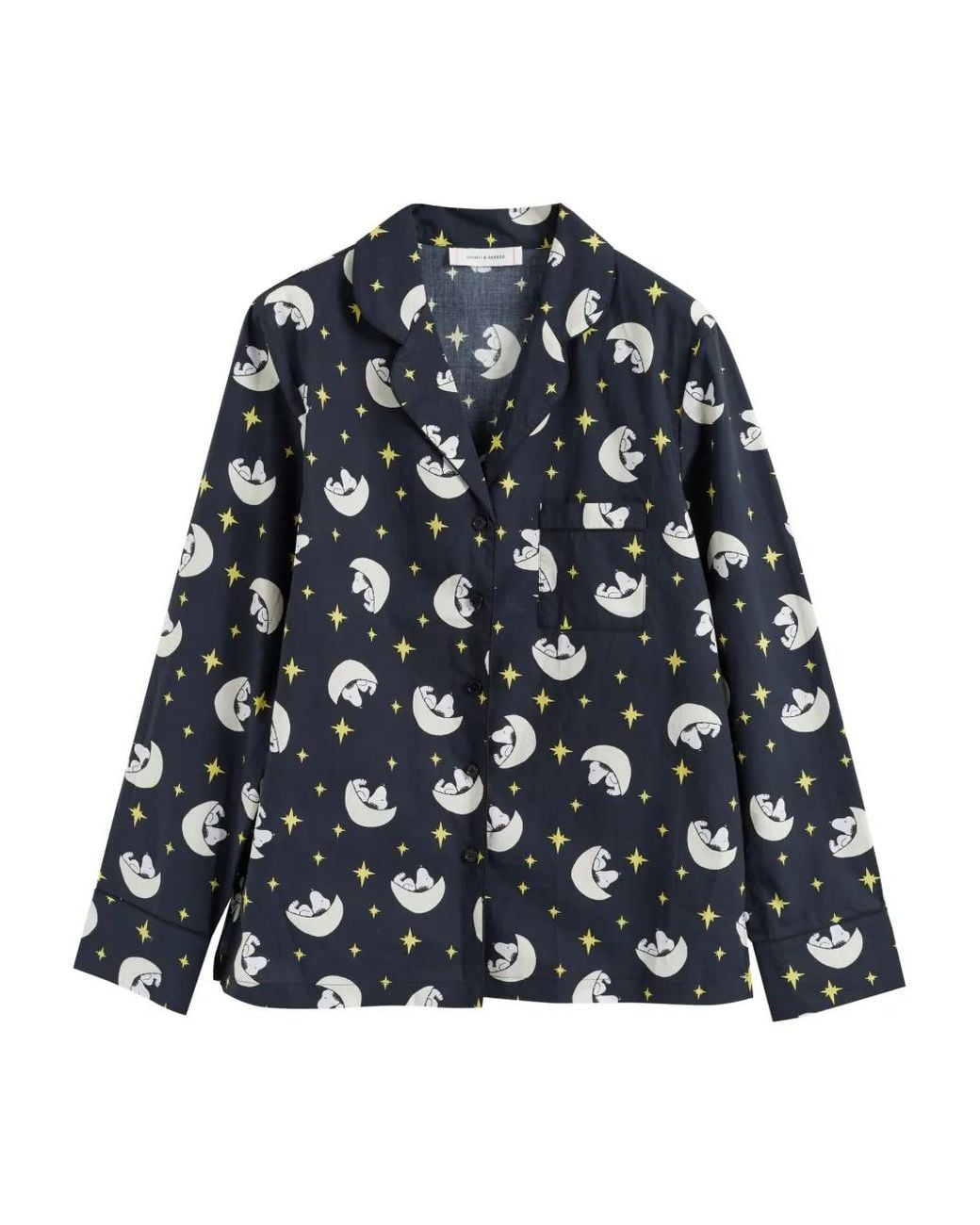Chinti & Parker Black Graphic-Print Cotton Pyjama Shirt