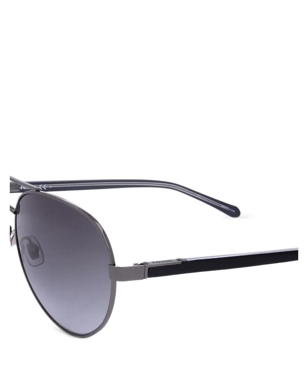 Fossil White Double-Bridge Pilot-Frame Sunglasses for men