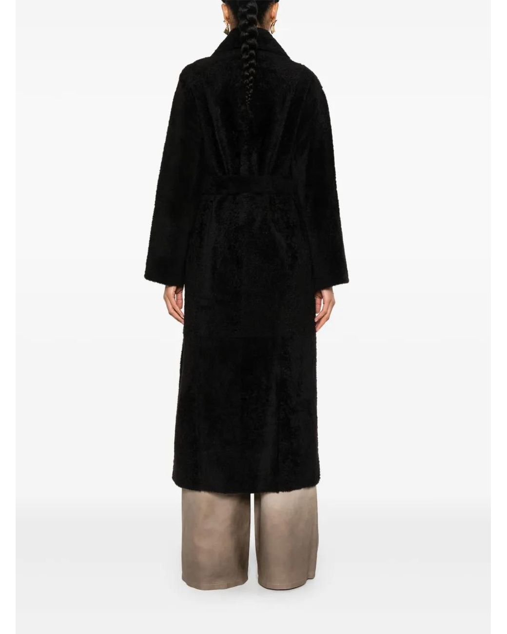 Yves Salomon Black Double-Breasted Coatq