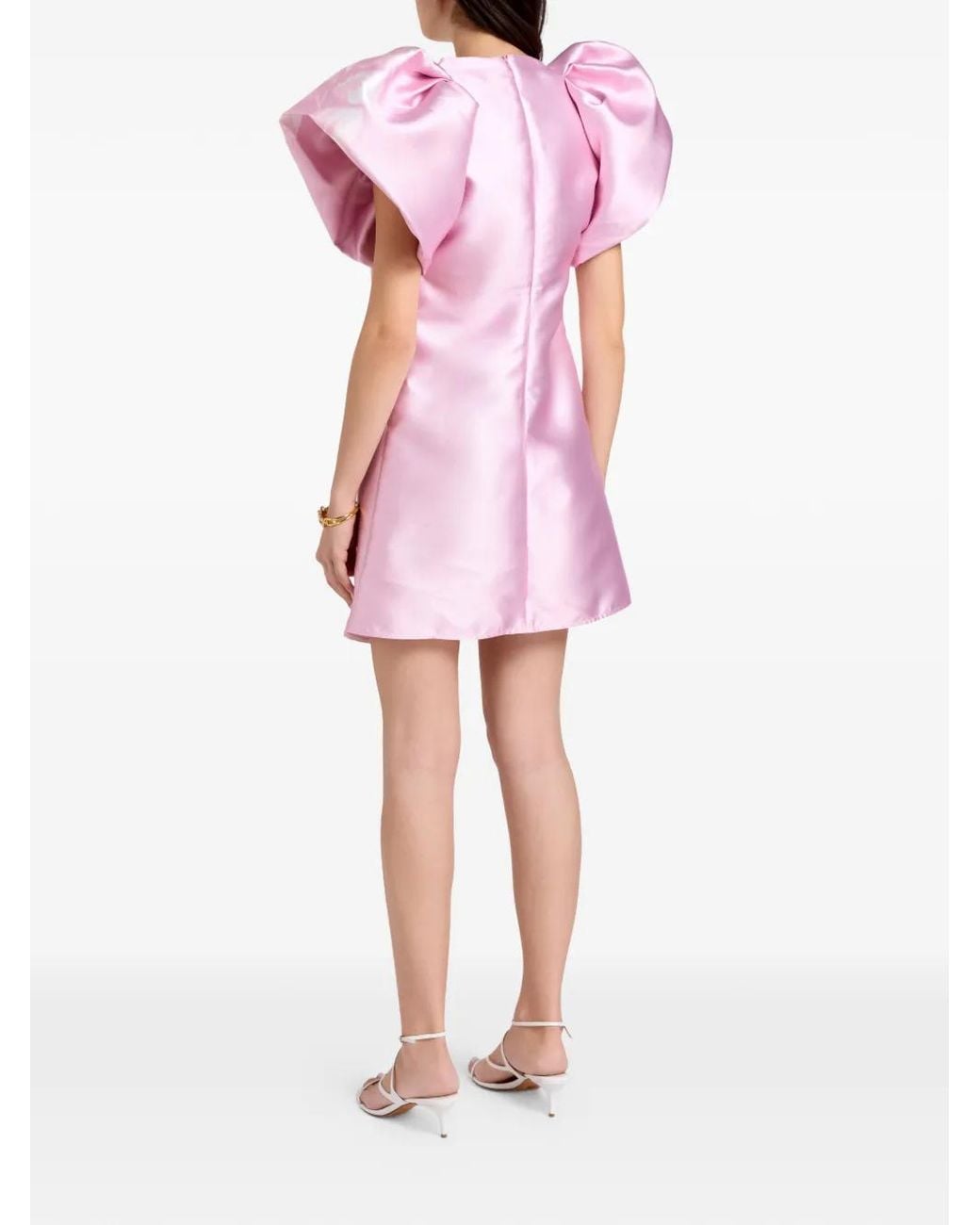 Marques'Almeida Pink Puff-Sleeve Floral-Print Mini Dress