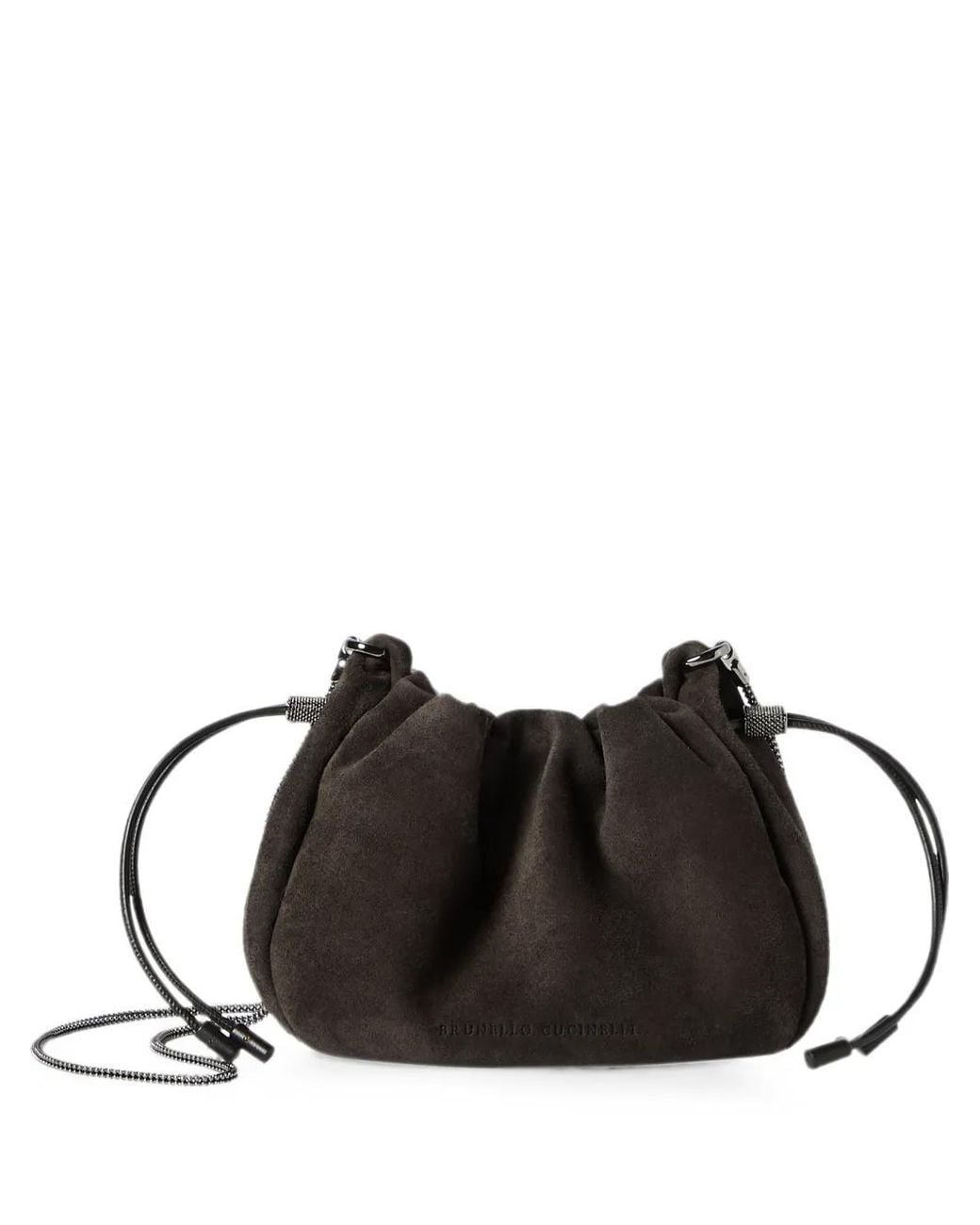Brunello Cucinelli Black Mellow Suede Shoulder Bag