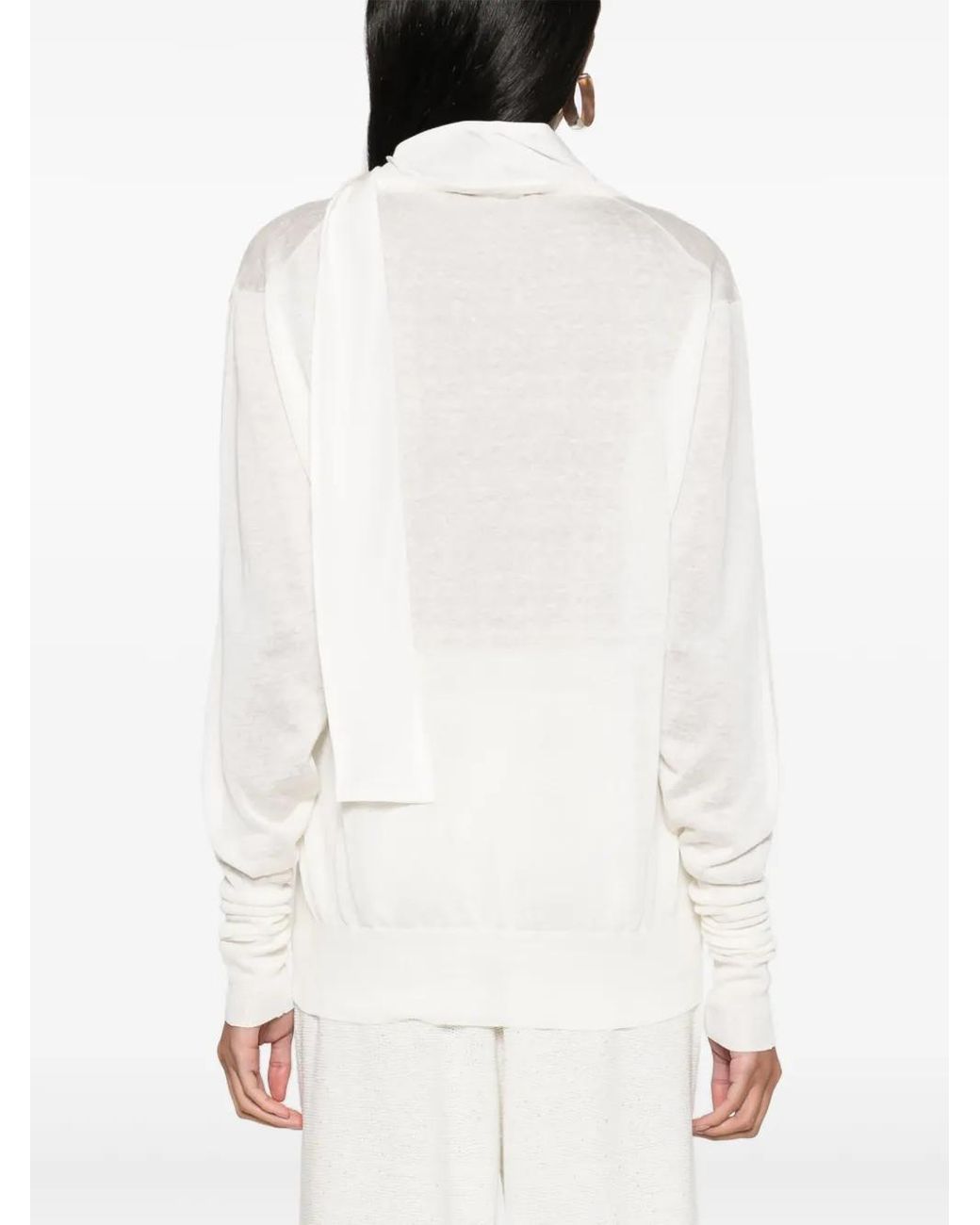 Fabiana Filippi White Relaxed Fit Knitwear With Deep V-Neck
