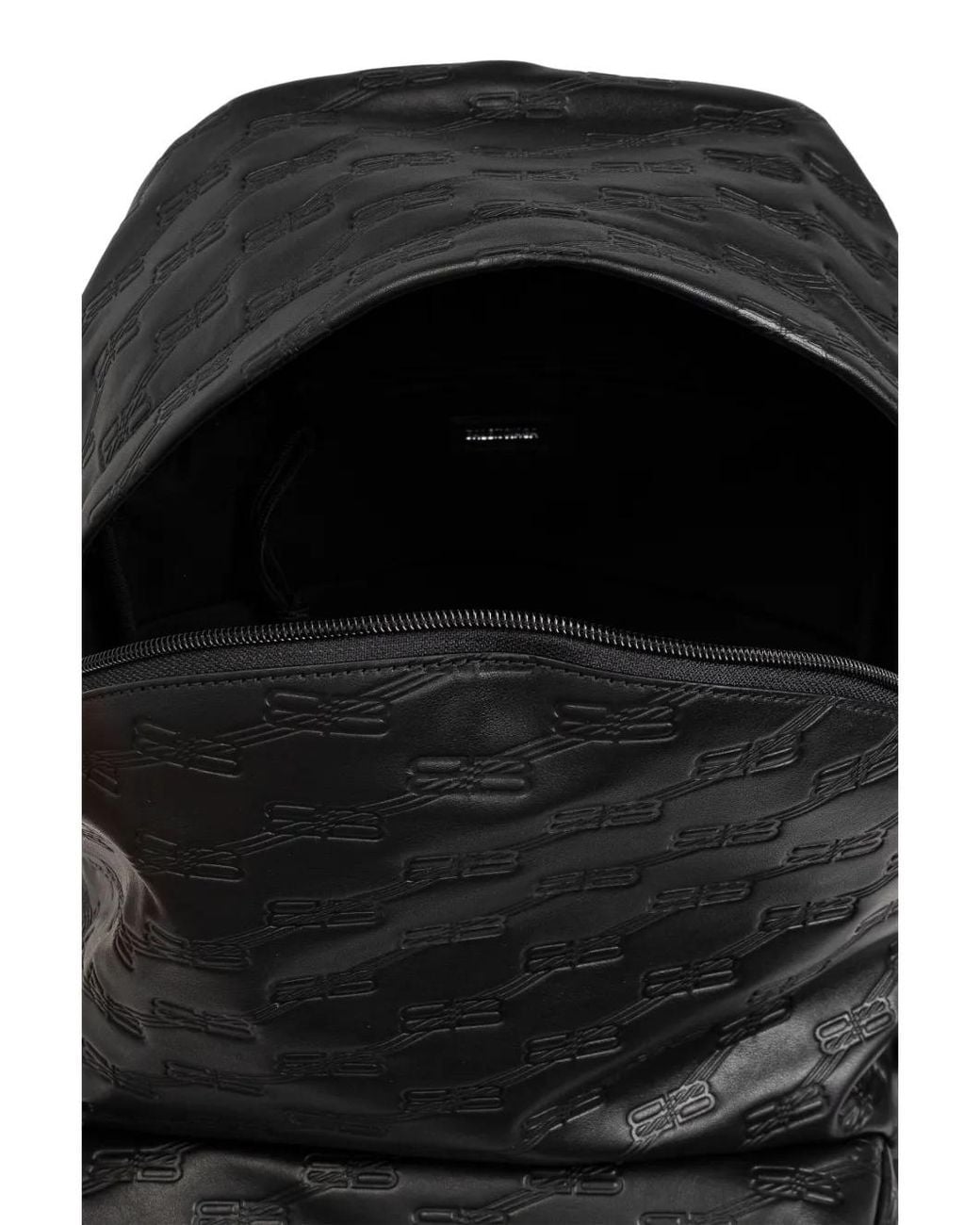 Balenciaga Black Bb Logo-Embossed Leather Backpack for men