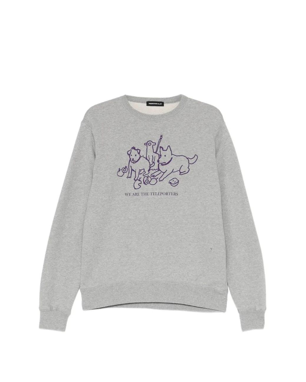 Undercover Gray Graphic-Print Cotton Sweatshirt