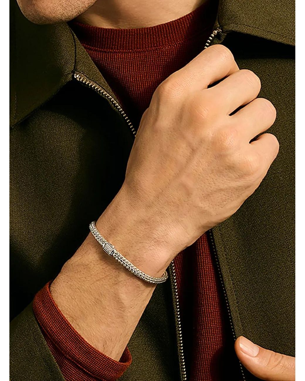 John Hardy White Sterling Icon Diamond Bracelet