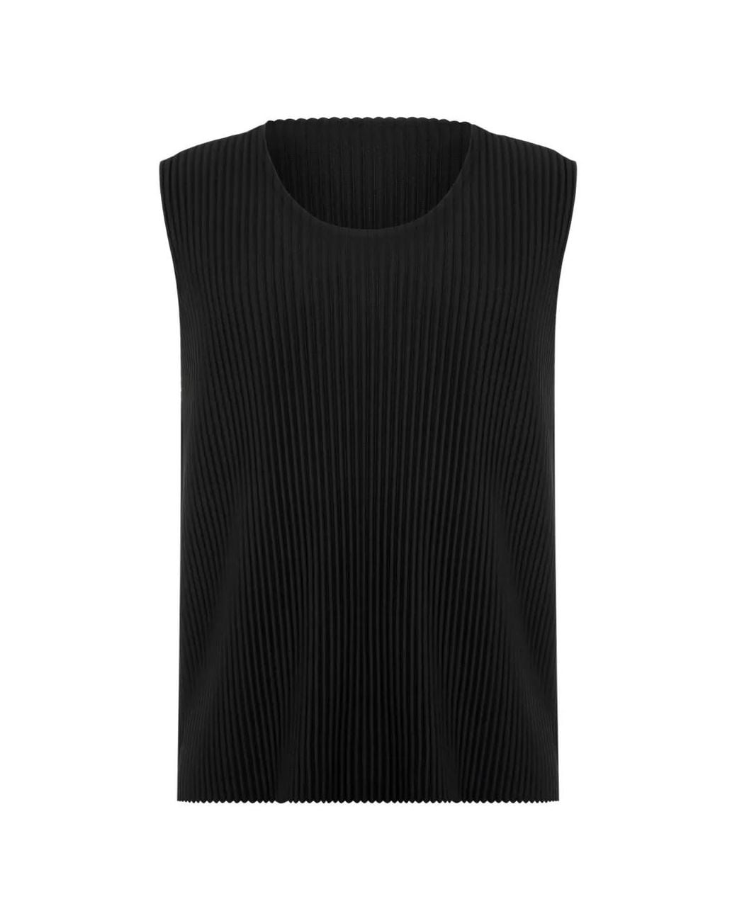 Issey Miyake Black Pleated Tank Top for men