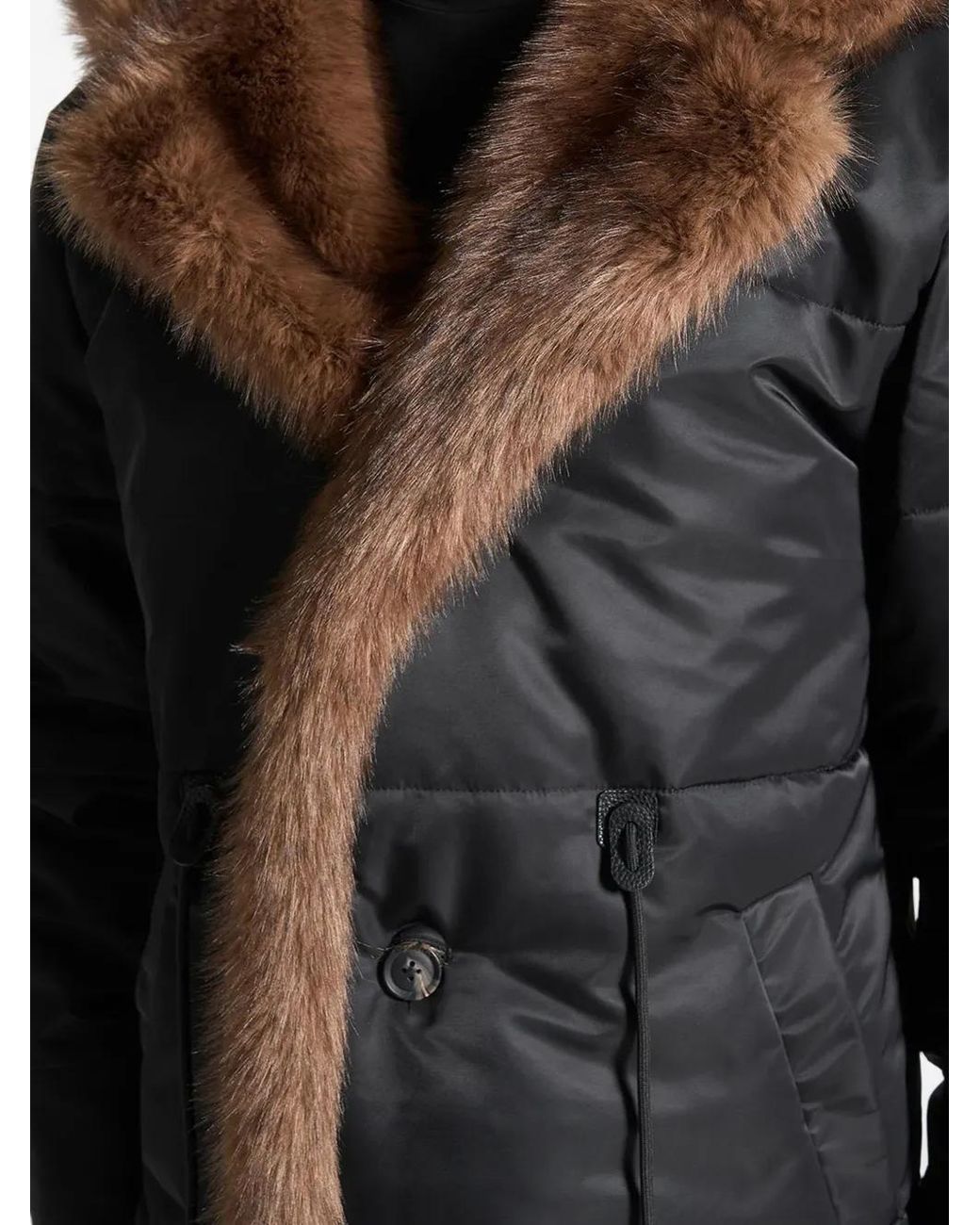 Manière De Voir Black Faux-Fur Parka Coat for men