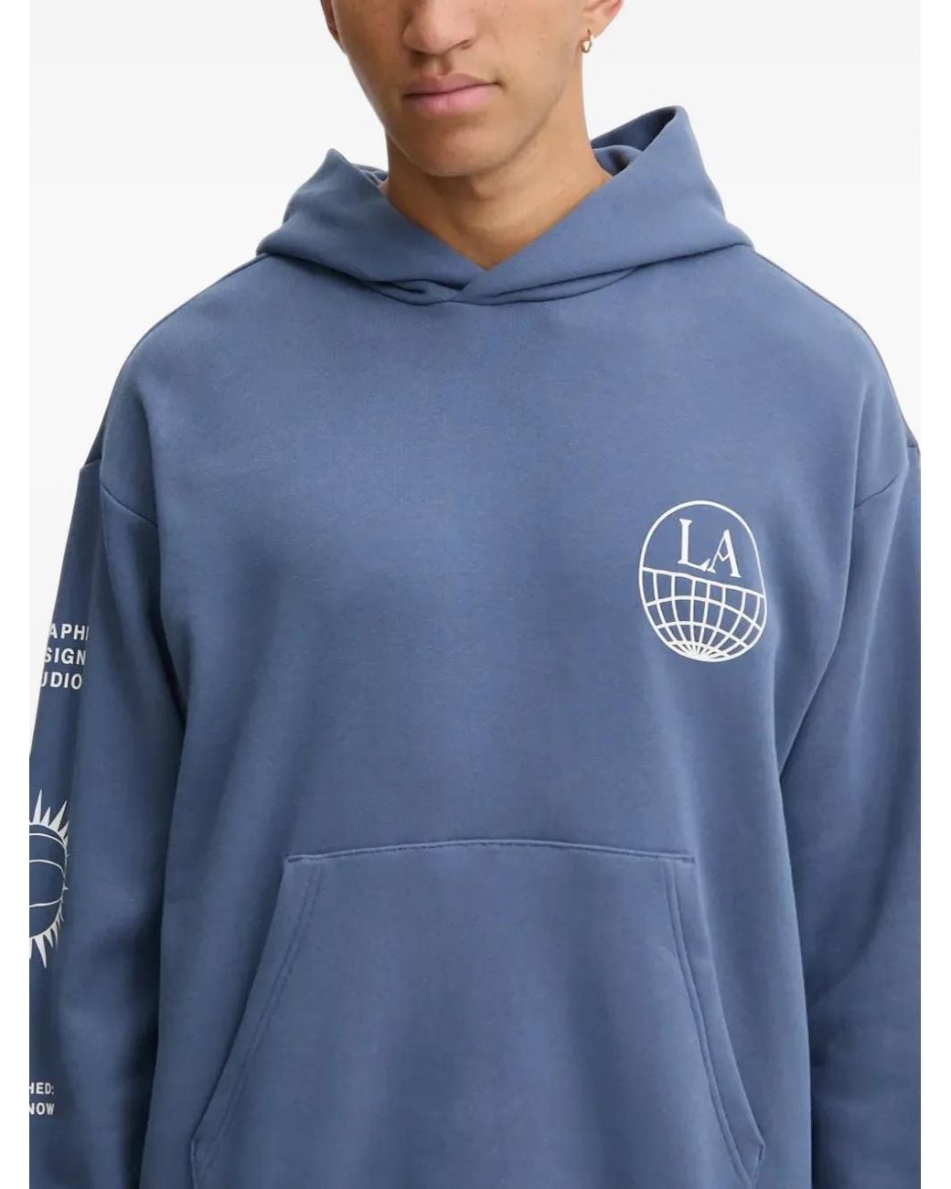 Adidas Blue Graphic-Print Hoodie for men