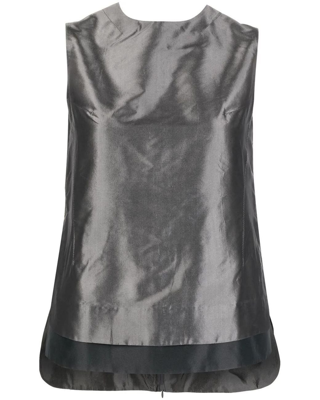 Shiatzy Chen Gray Contrasting-Trim Detail Blouse