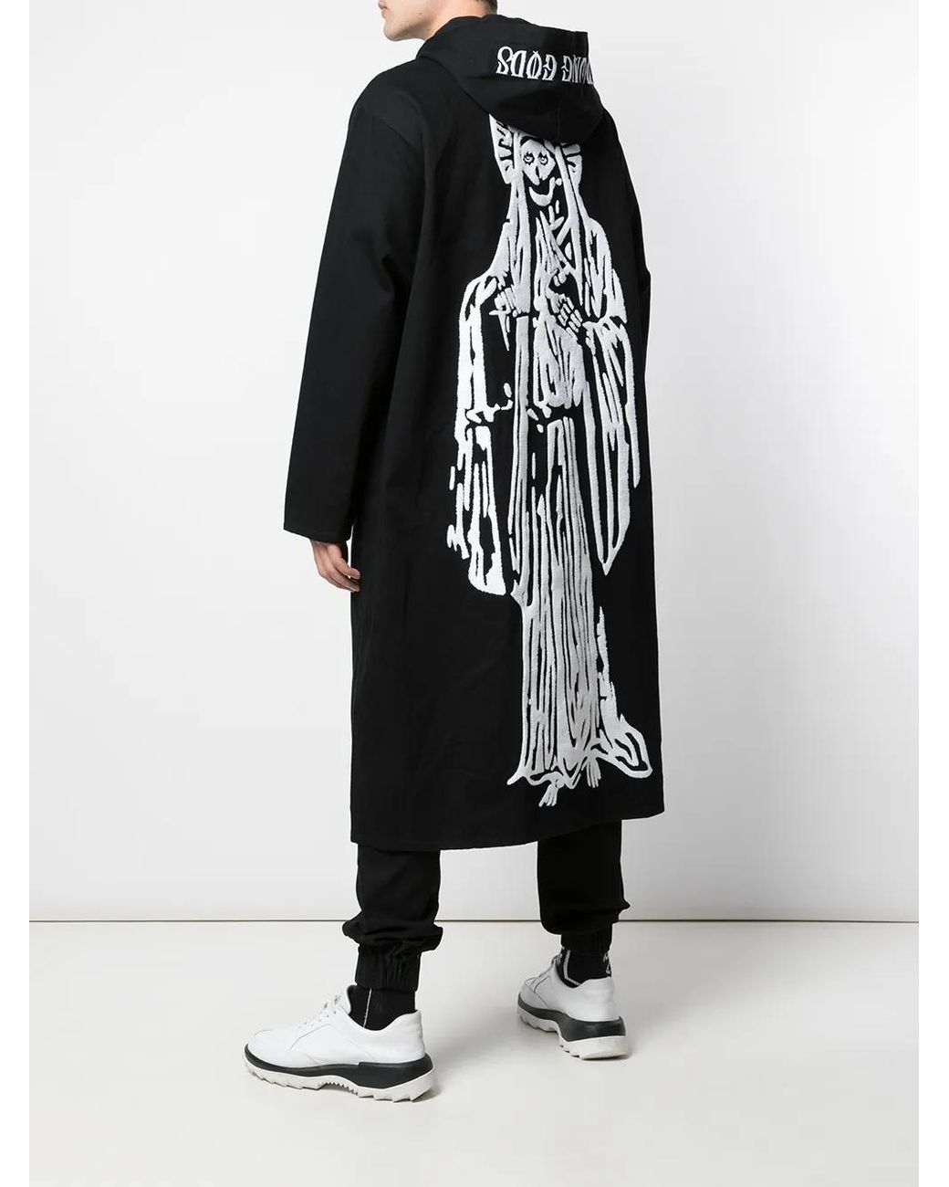 Haculla Black Mother Long Hooded Jacket for men