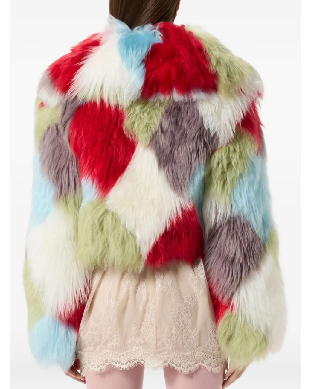 Blumarine White Intarsia-Design Fur Jacket
