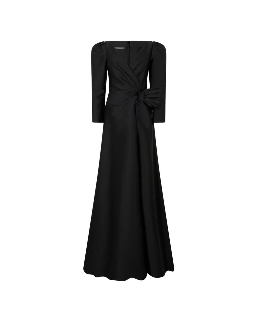 Alberta Ferretti Black Bow-Detail V-Neck Maxi Dress
