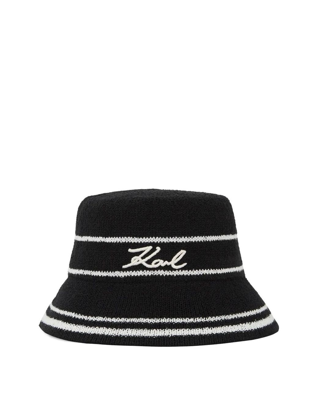 KARL LAGERFELD Striped Signature Bucket Hat in Black | Lyst display picture 1