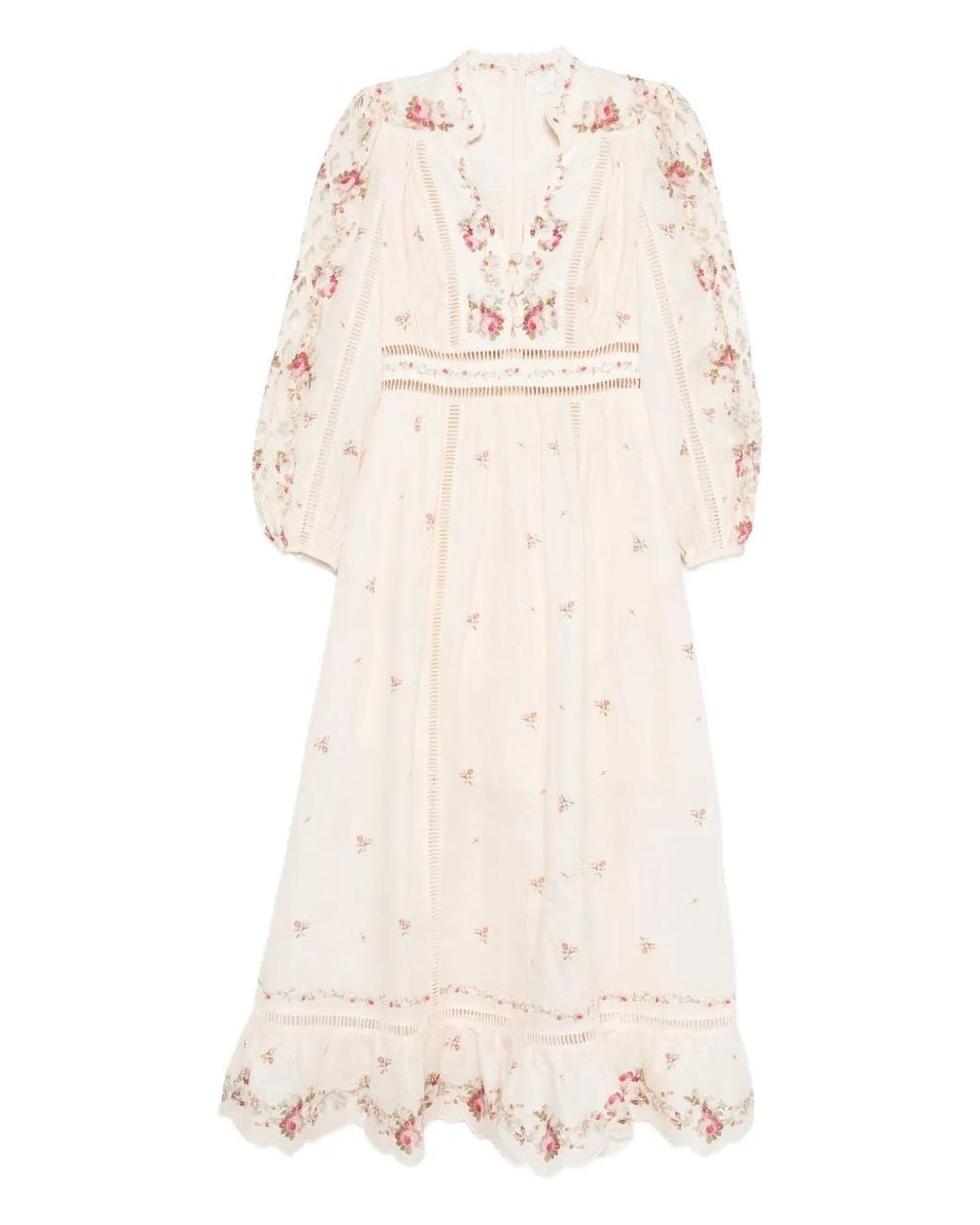 Zimmermann Natural Long 'Patience' Peach Linen Dress