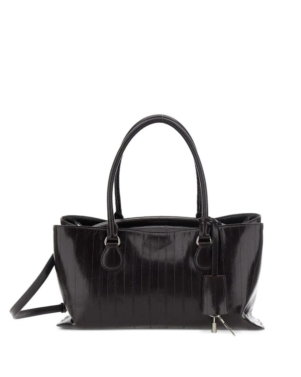 OSOI Black Shell Brot Lizard-Effect Leather Shoulder Bag