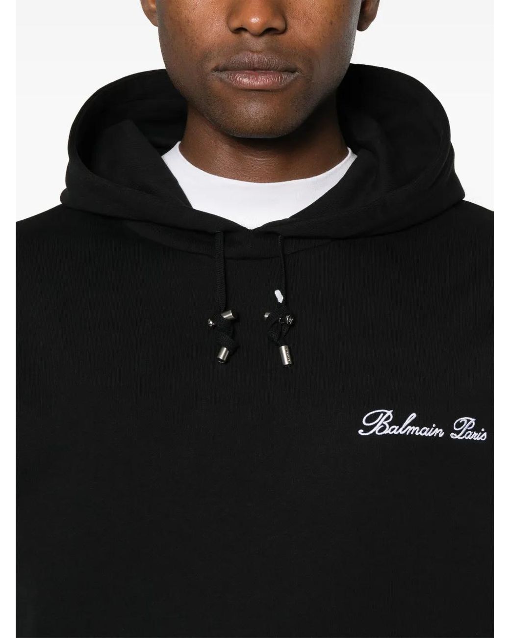 Balmain Black Iconic Cotton Hoodie for men