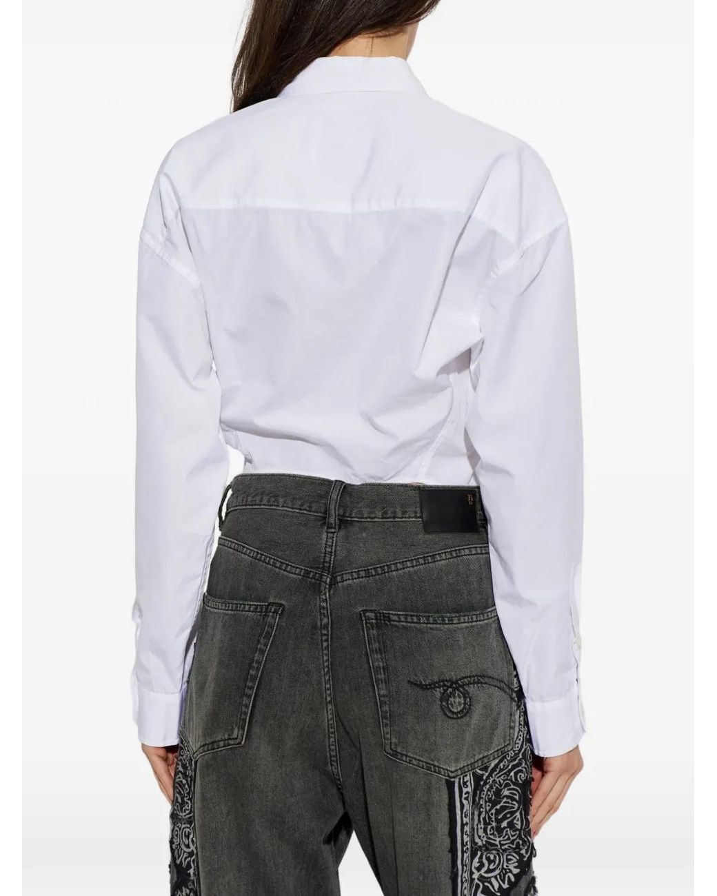 R13 White Cropped Shirt