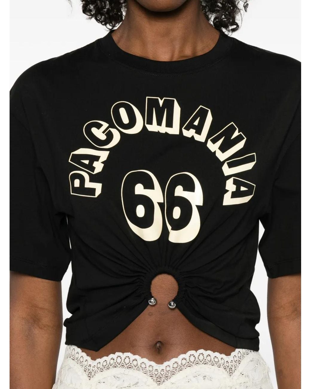 Rabanne Black Ring-Detail T-Shirt