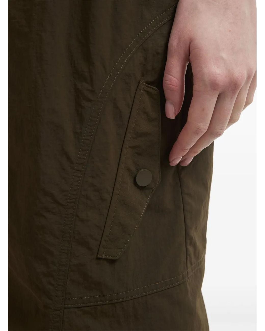 B+ AB Green High-Waisted Cargo Midi Skirt
