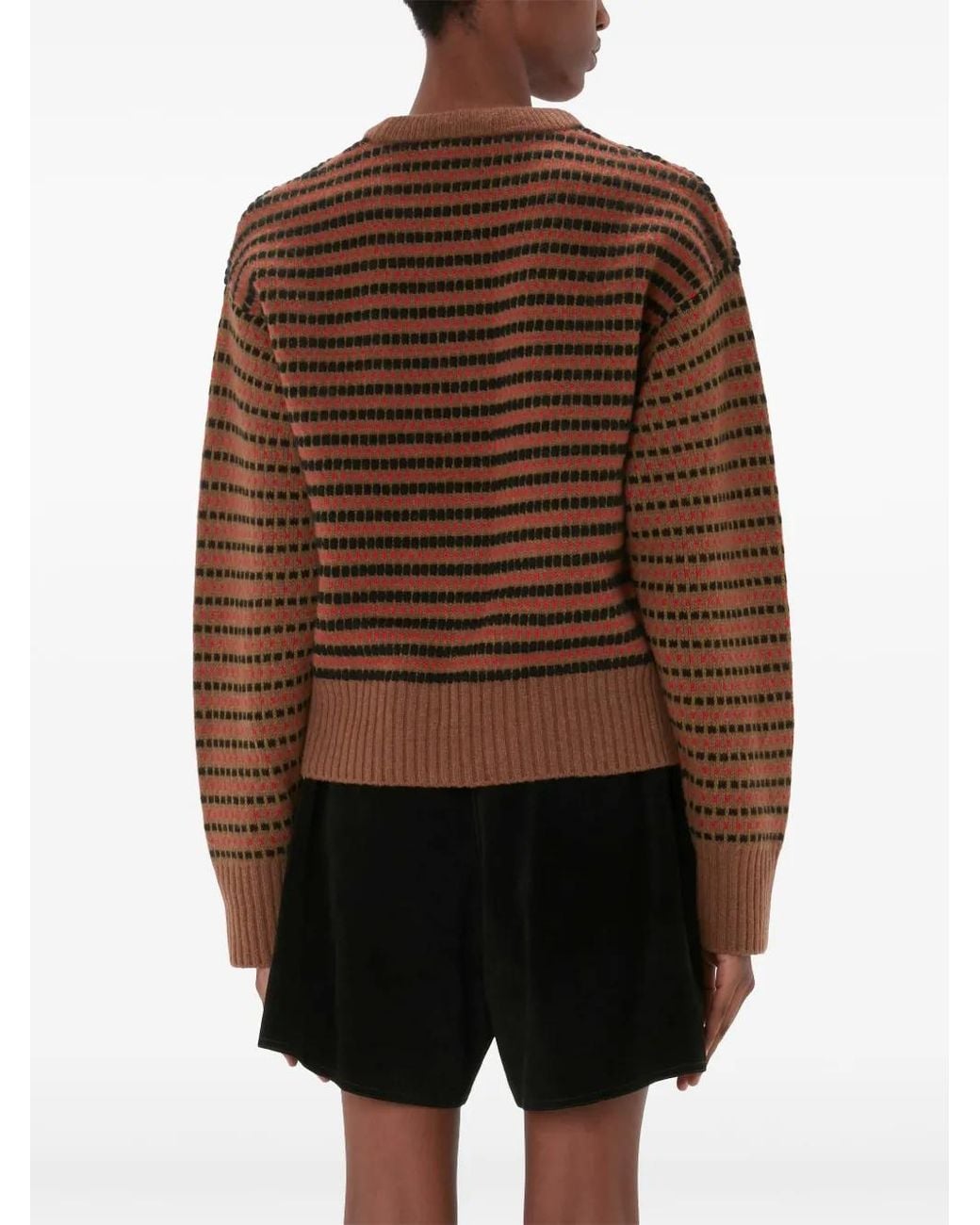 J.W. Anderson Brown Striped-Jacquard Wool Sweater
