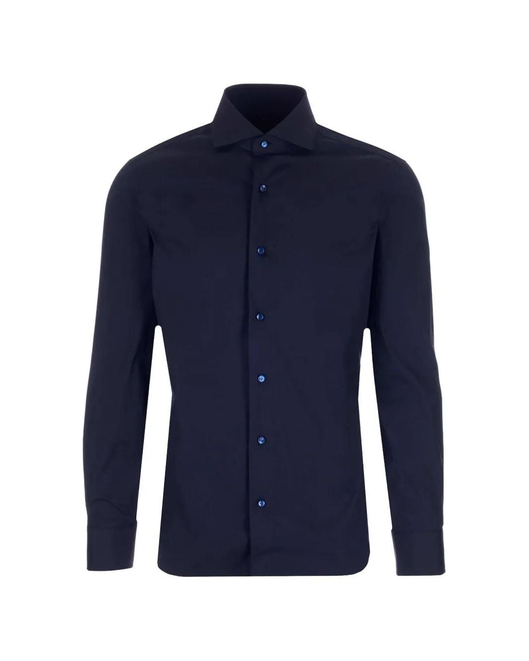 Barba Napoli Blue Spread-Collar Shirt for men