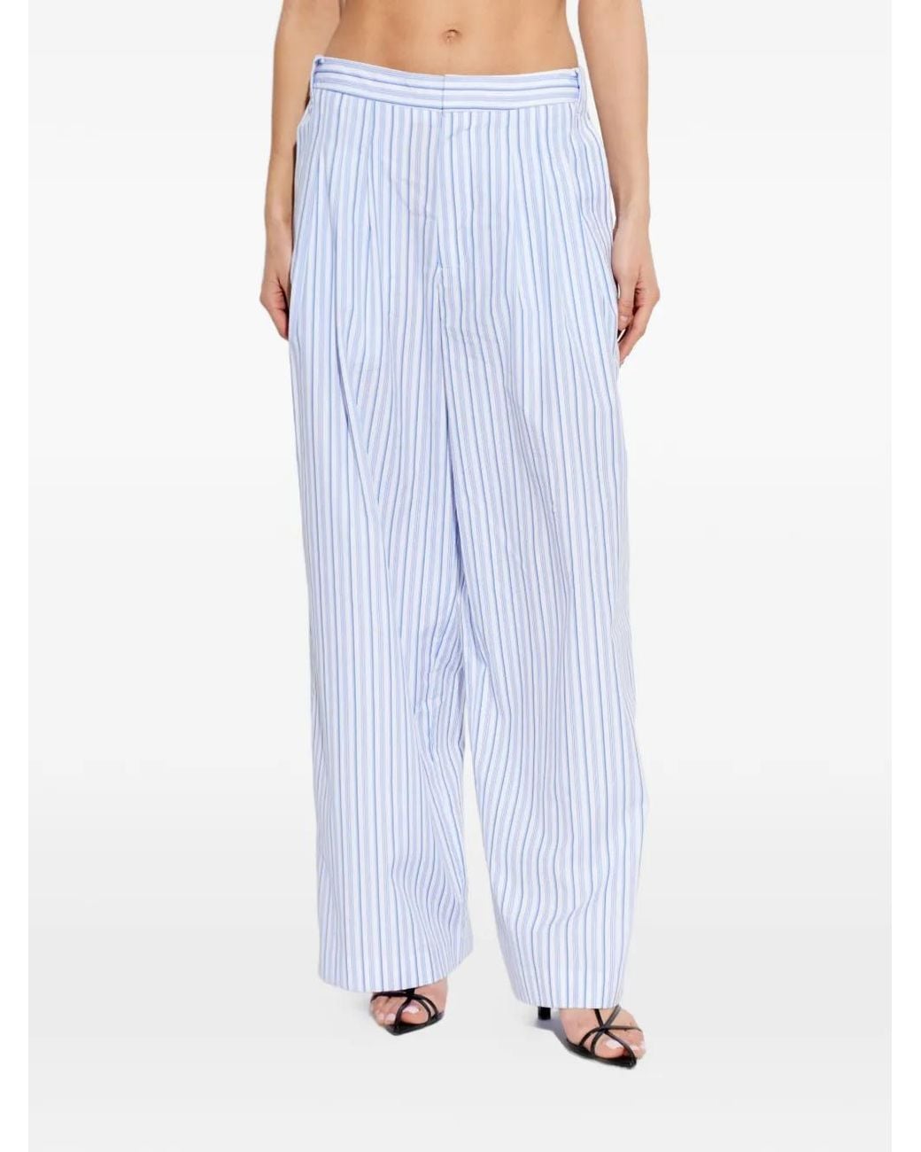 Rag & Bone Blue Pantalon Plissé À Rayures